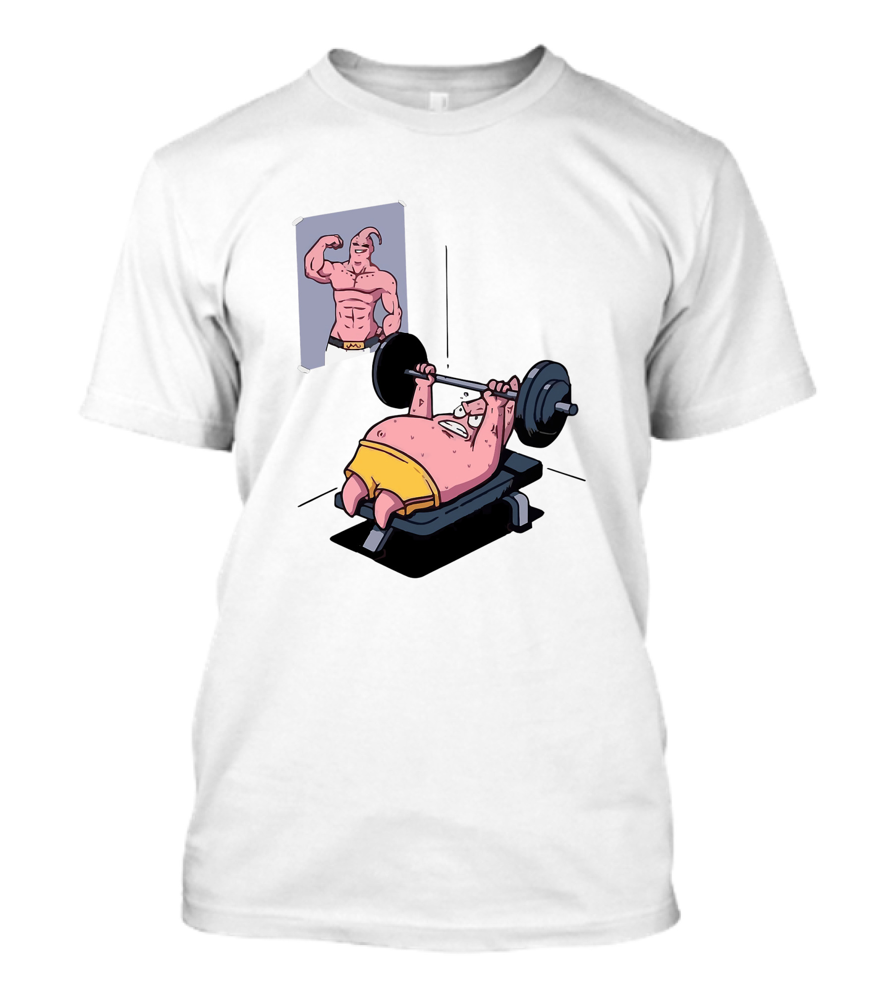 Majin Buu Patrick Lifting Weights With Motivational T-Shirt