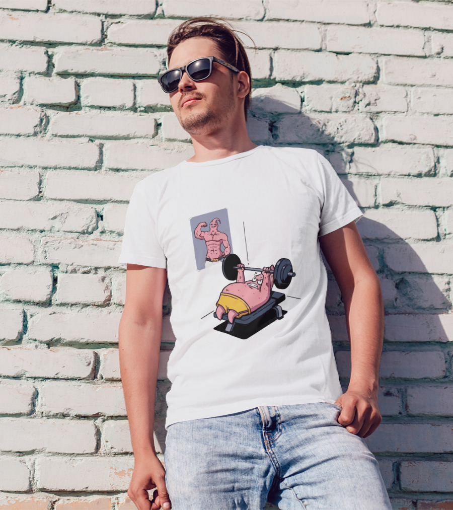 Majin Buu Patrick Lifting Weights With Motivational T-Shirt