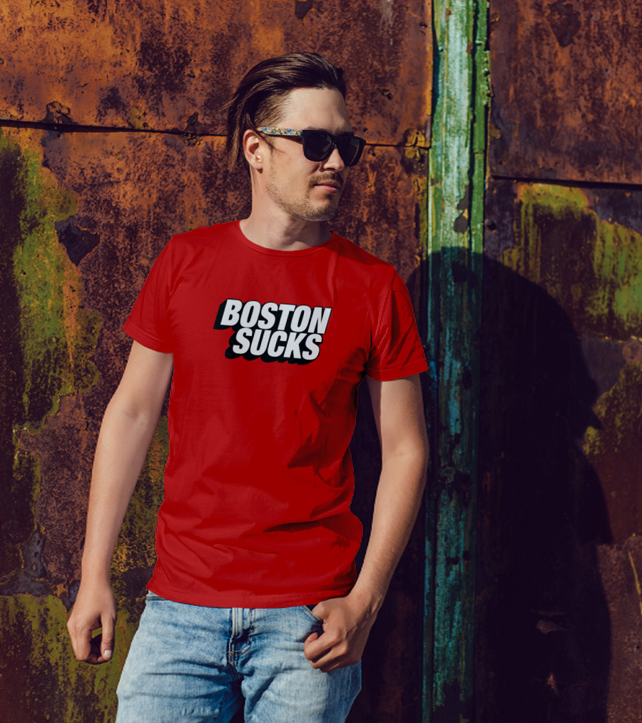 New York Post Sports Boston Sucks Red T-Shirt