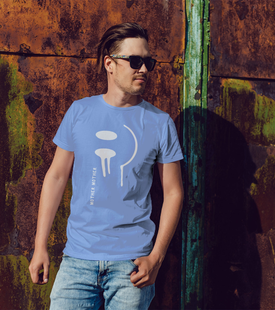 Mother Mother Merch Smiley Dripping Face Blue T-Shirt