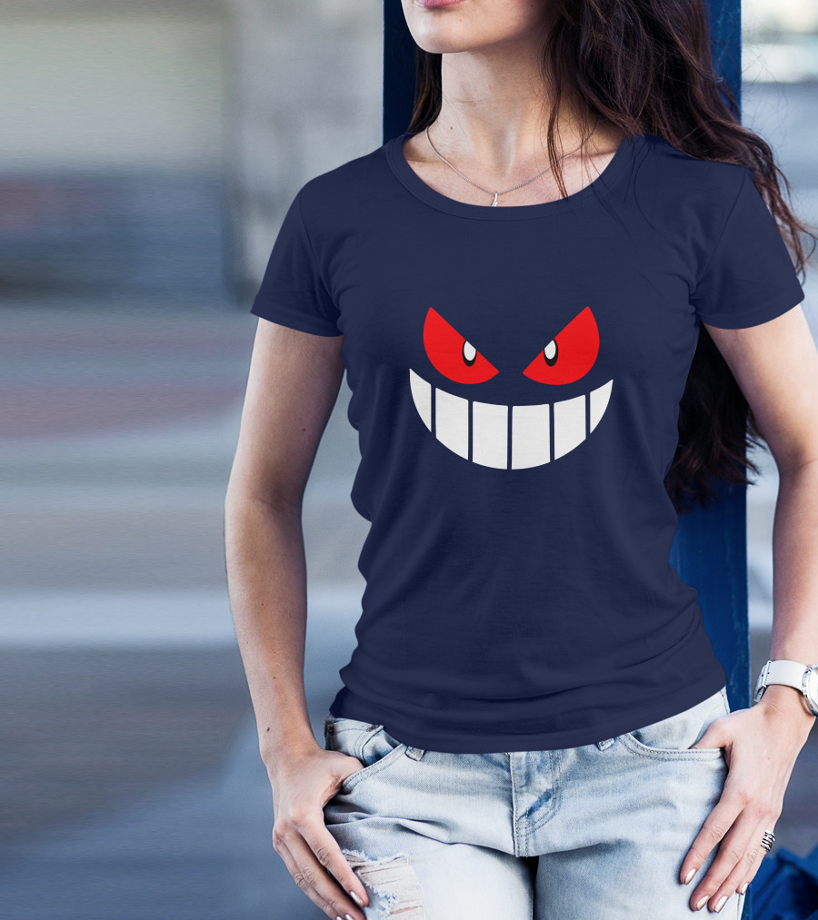 Gengar Pokemon Eyes Grinning Face Red Eyes White Teeth T-Shirt