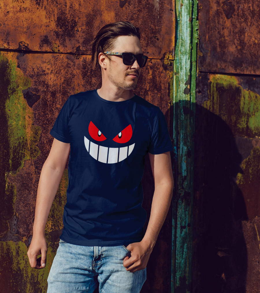Gengar Pokemon Eyes Grinning Face Red Eyes White Teeth T-Shirt