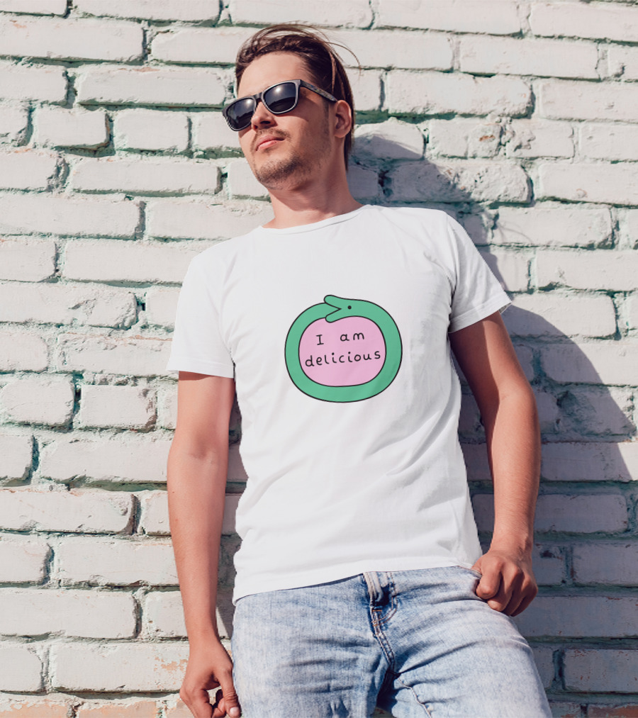 Alex Norris The Oh No Shop Self-Love Snake I Am Delicious Green T-Shirt
