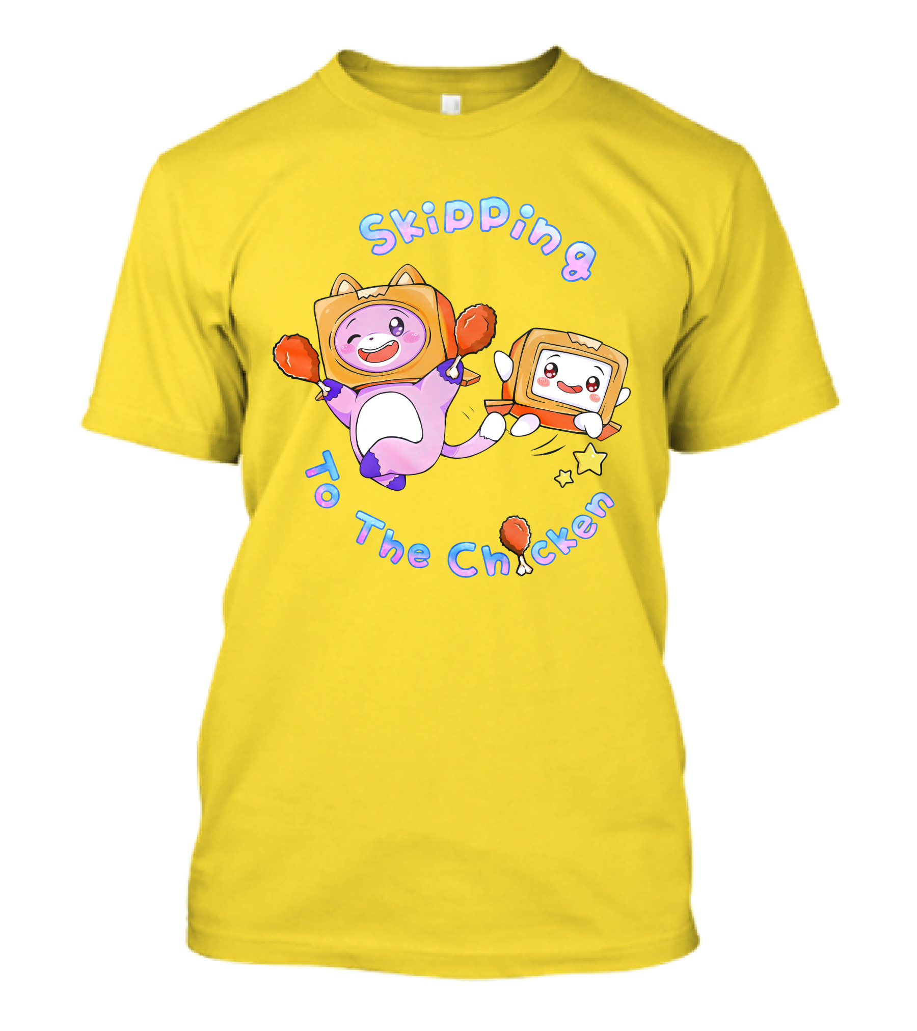 LankyBox Merch Skipping To The Chicken With Boxy And Foxy Characters T-Shirt