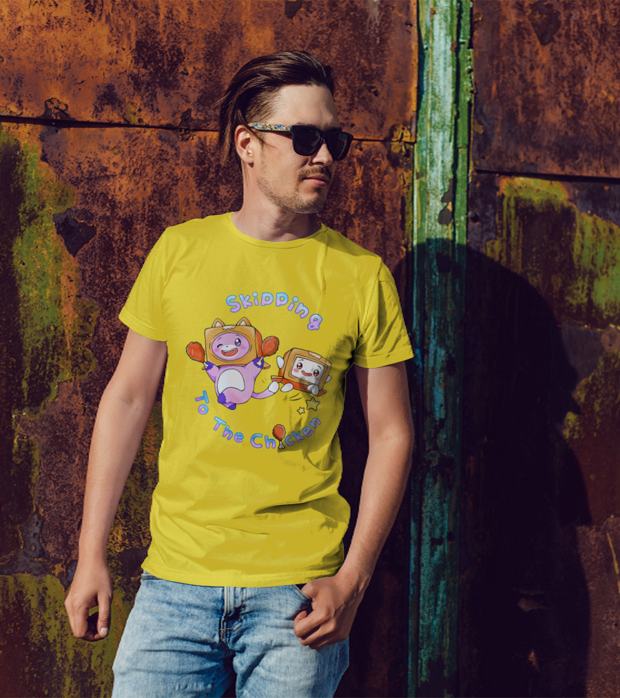 LankyBox Merch Skipping To The Chicken With Boxy And Foxy Characters T-Shirt
