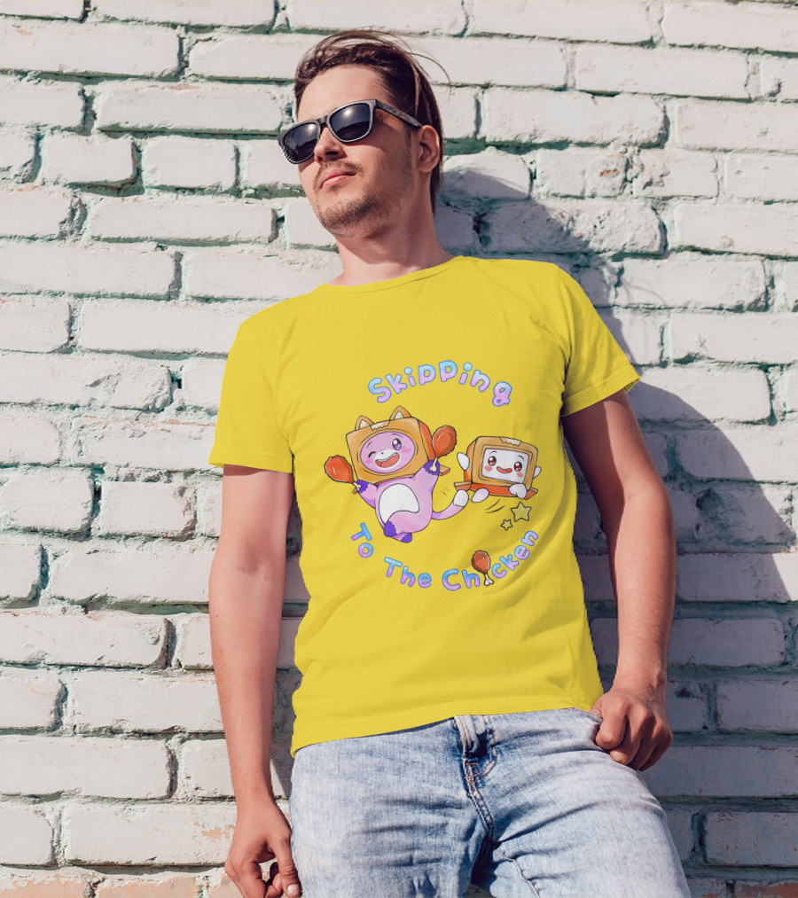 LankyBox Merch Skipping To The Chicken With Boxy And Foxy Characters T-Shirt