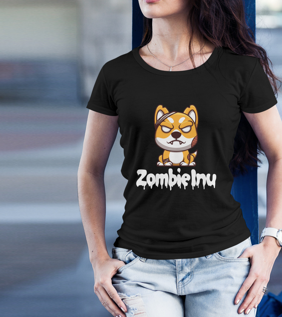 Zombie Inu Zinu Token Fierce Canine Character T-Shirt
