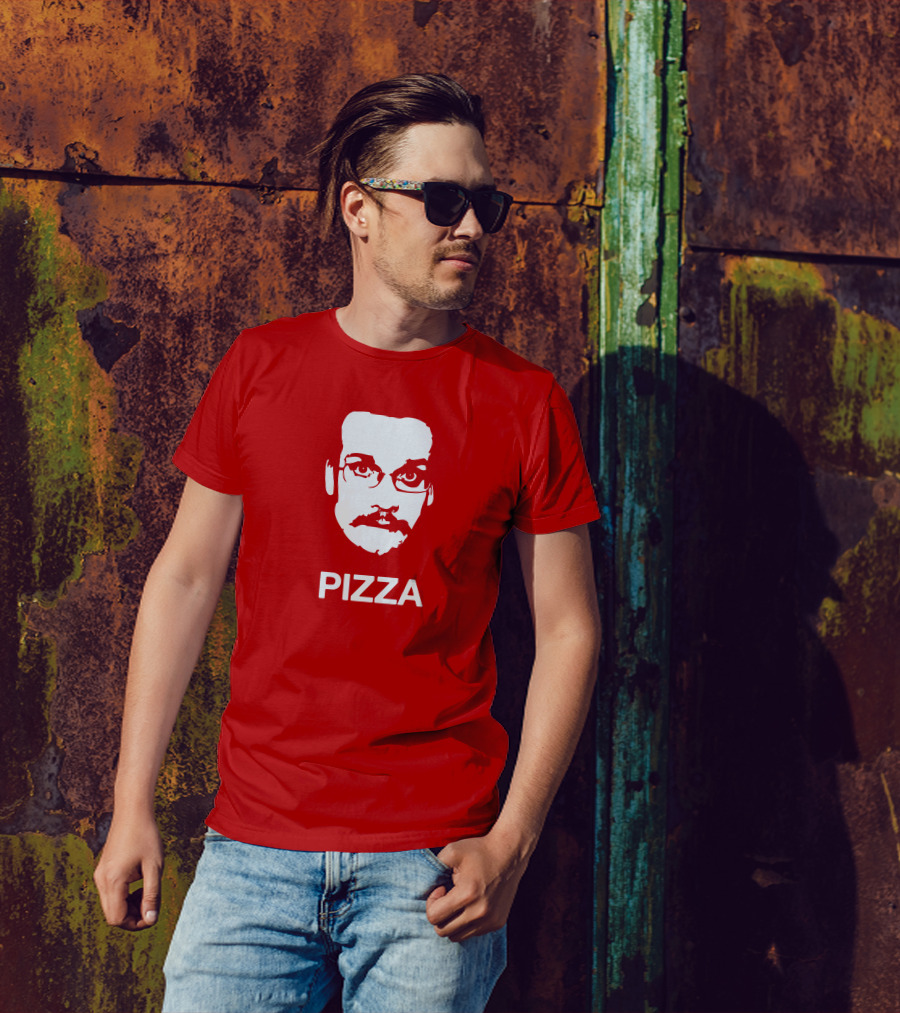 Drawfee Merch Pizza John DFTBA Face Silhouette Red T-Shirt