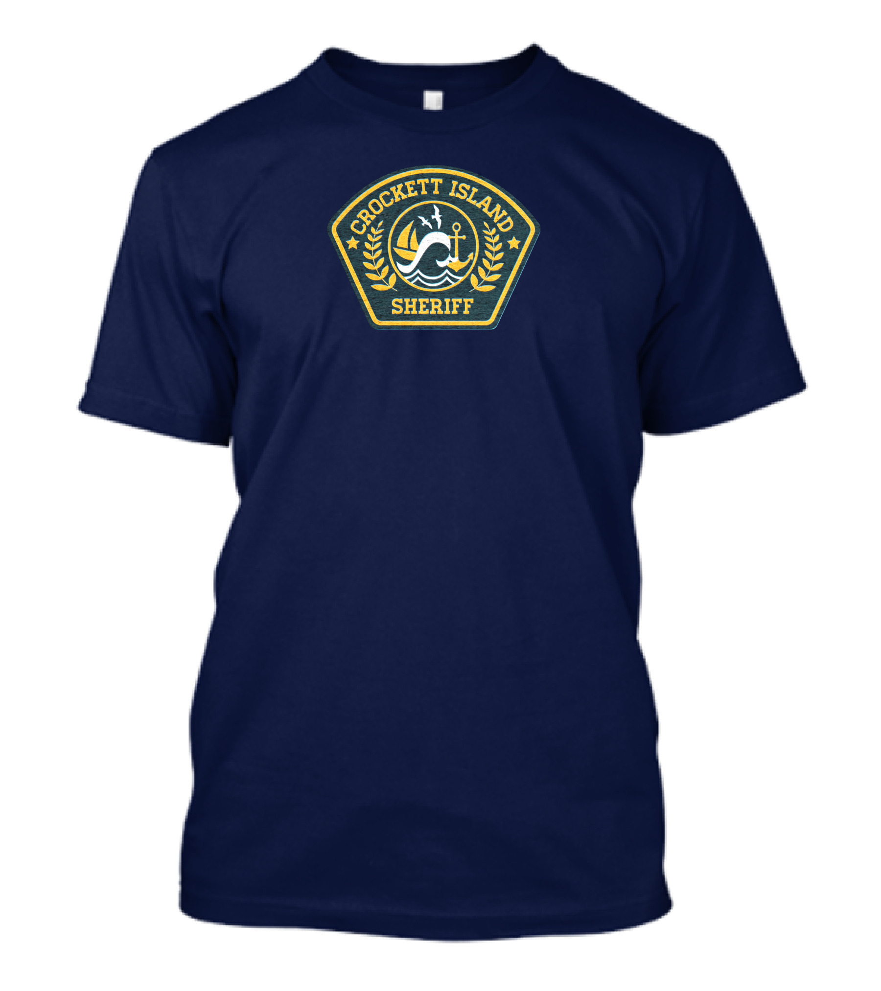 Crockett Island Sheriff Badge By Kevin McDermott Ocean Anchor Wave Emblem T-Shirt