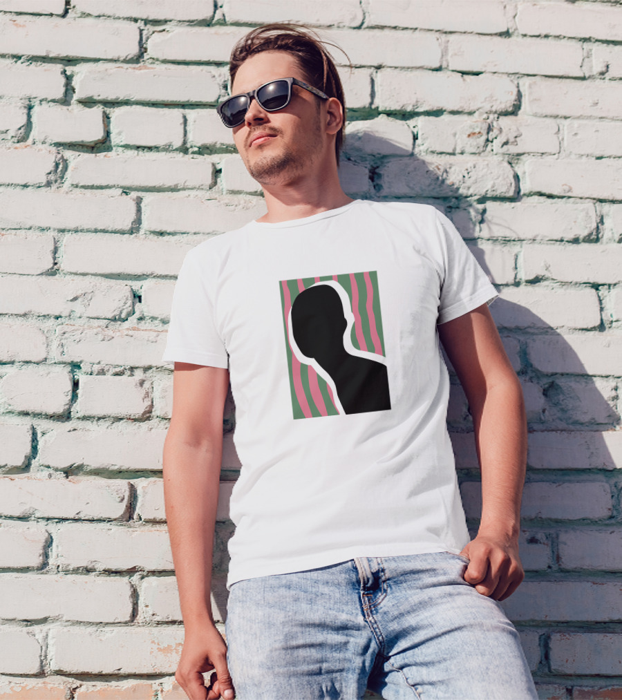 Everpress Shop Inner Talk Silhouette With Pink And Green Wavy Background T-Shirt