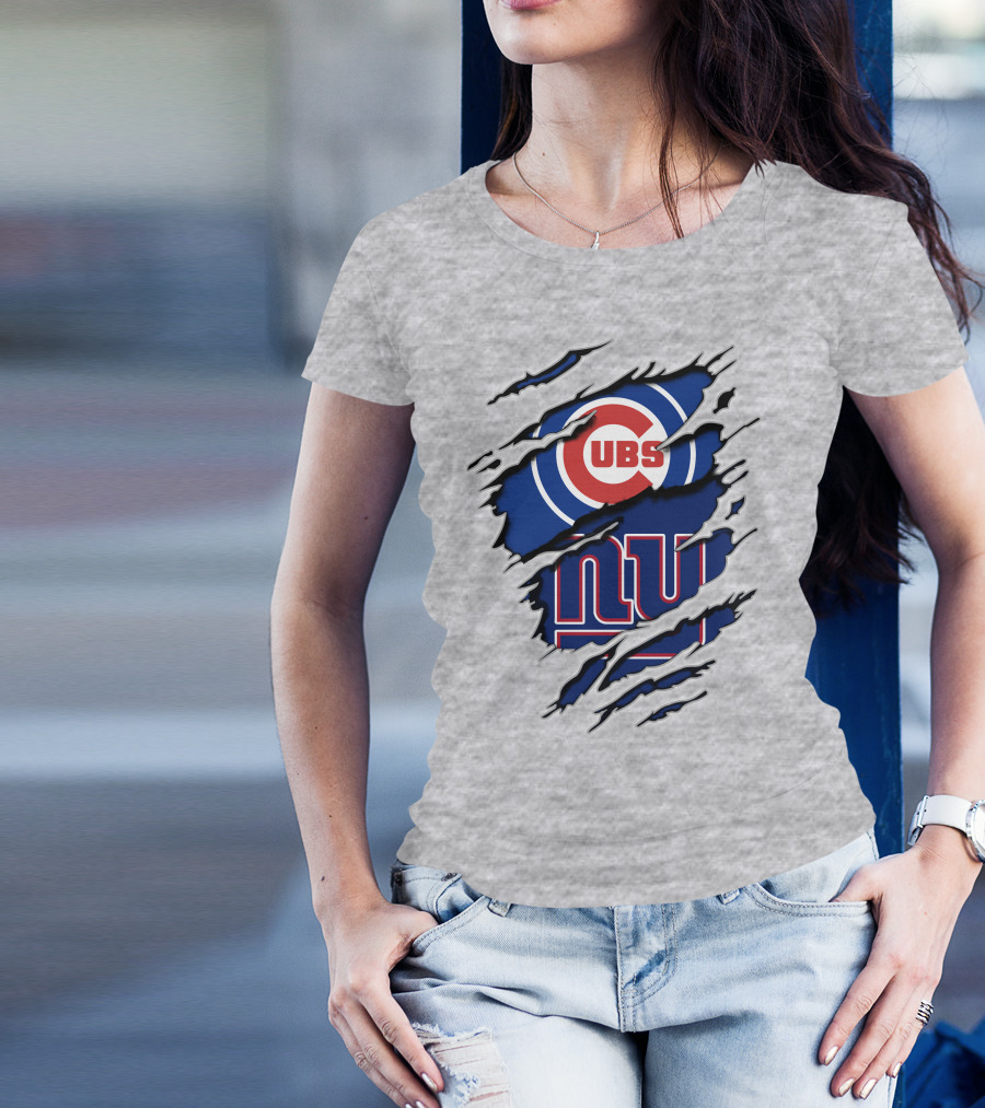 Cubs Giants Logo Fusion Ripped T-Shirt
