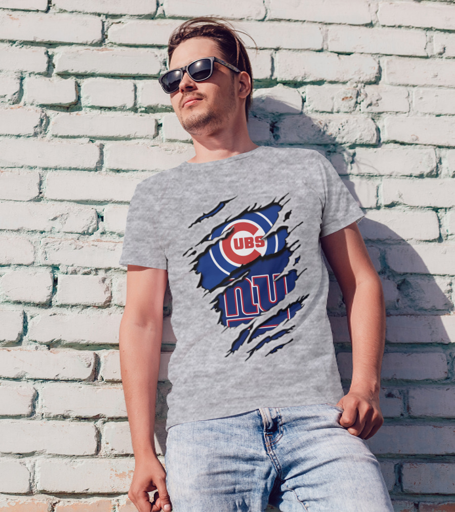 Cubs Giants Logo Fusion Ripped T-Shirt