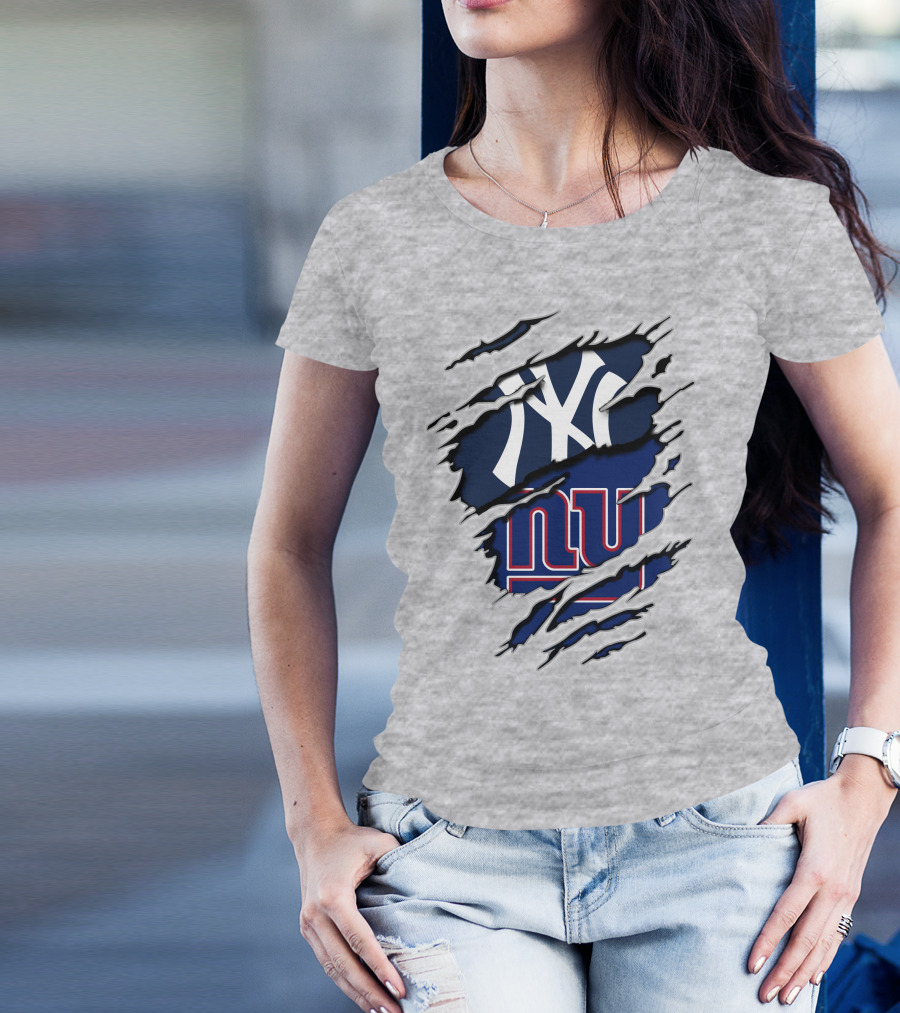 New York Yankees Ny Giants Ripped T-Shirt
