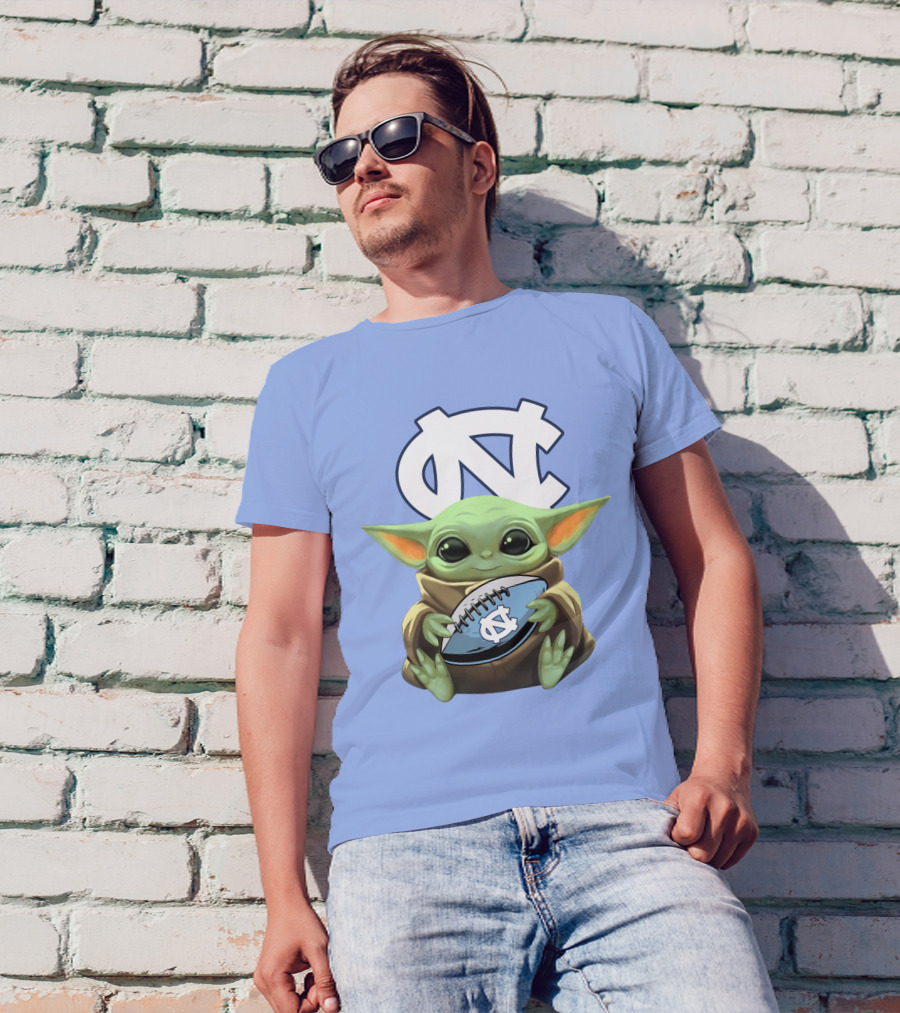 Baby Yoda UNC Tar Heels Football T-Shirt