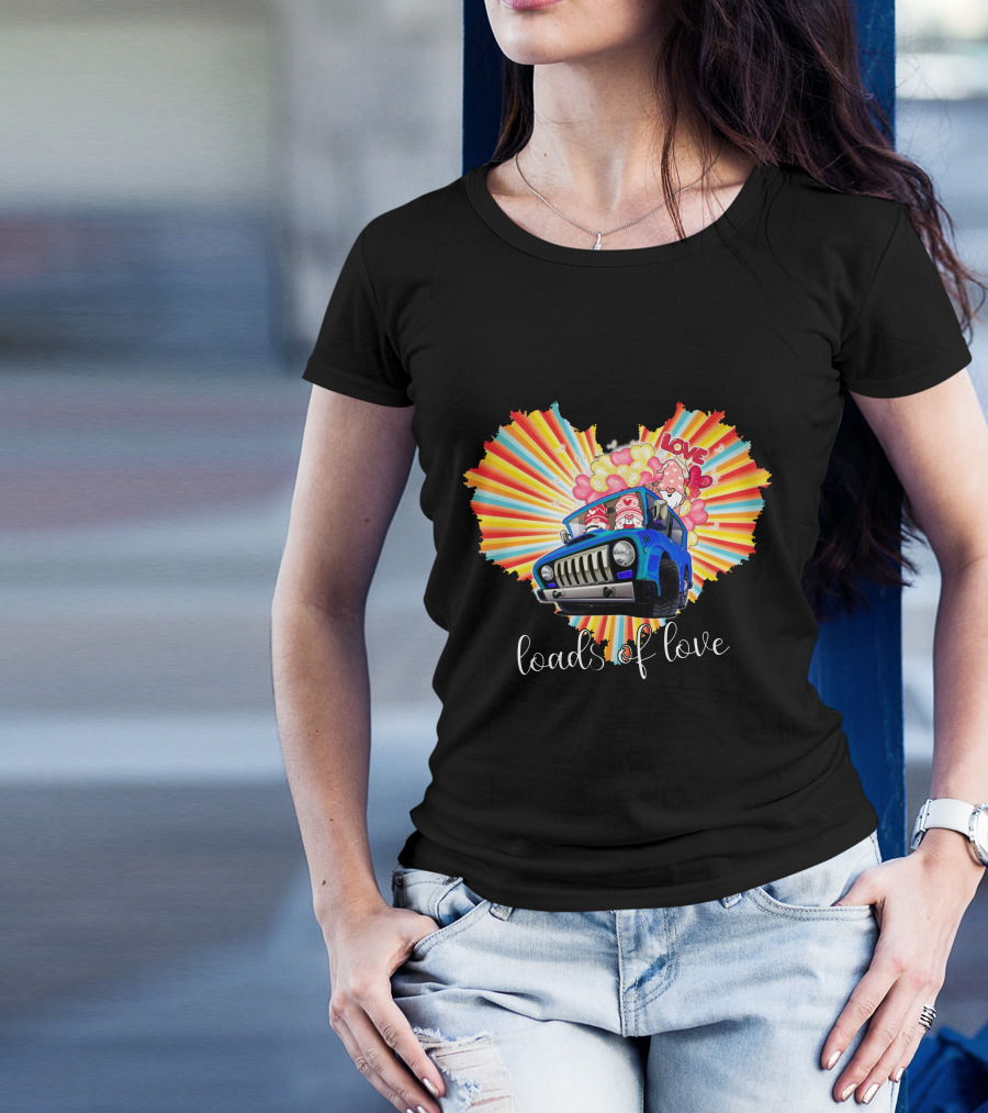 Loads Of Love Heart Explosion With Blue Jeep And Balloons T-Shirt