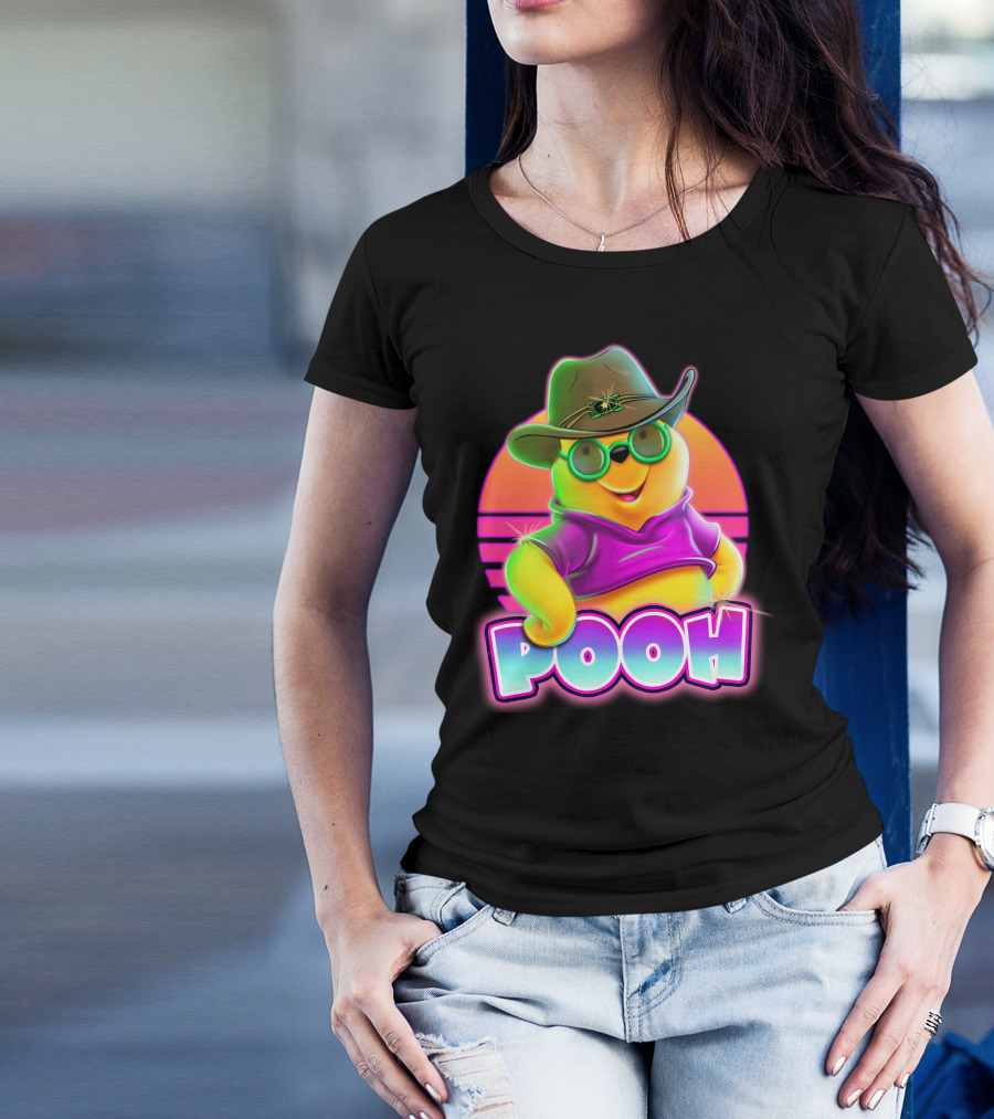 Pooh Retro Cool Style With Hat And Sunglasses T-Shirt