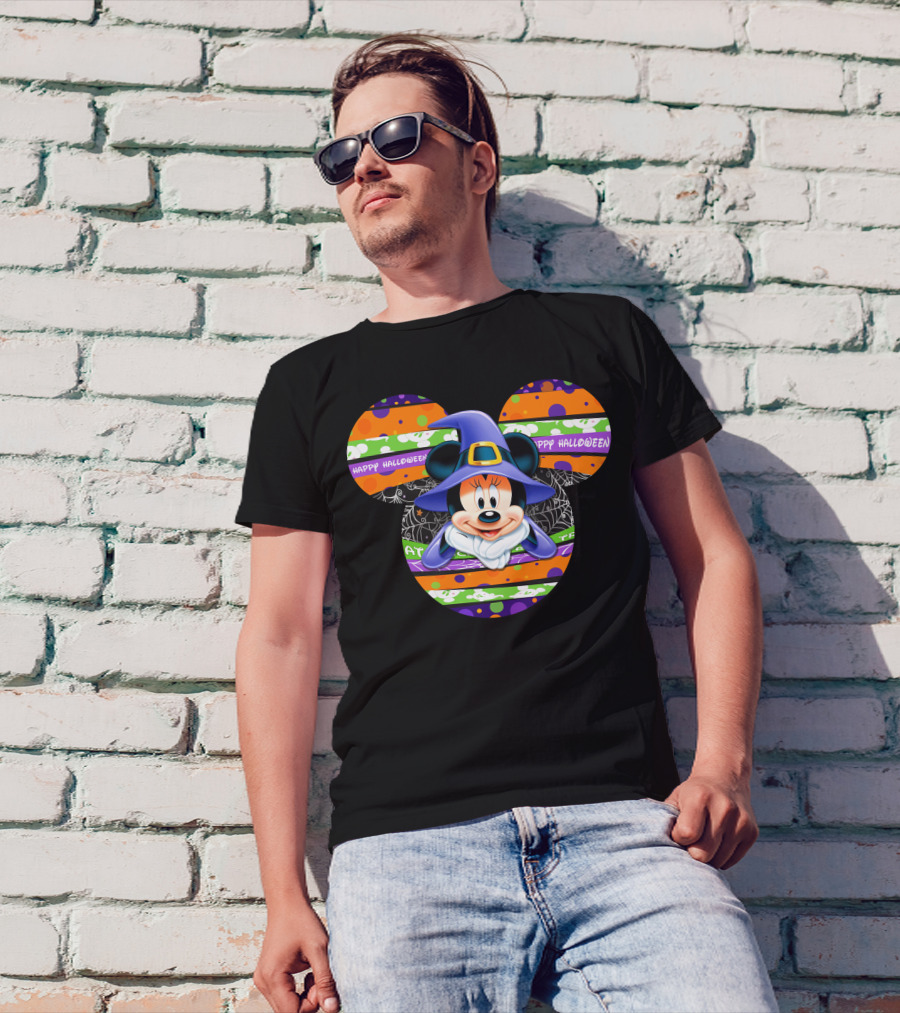 Minnie Mouse Happy Halloween Witch Hat Mickey Head T-Shirt