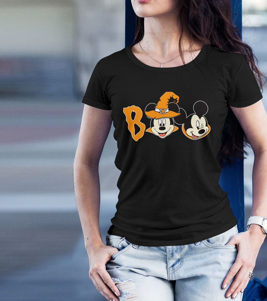 Boo Halloween Mickey Mouse Witch Hat T-Shirt
