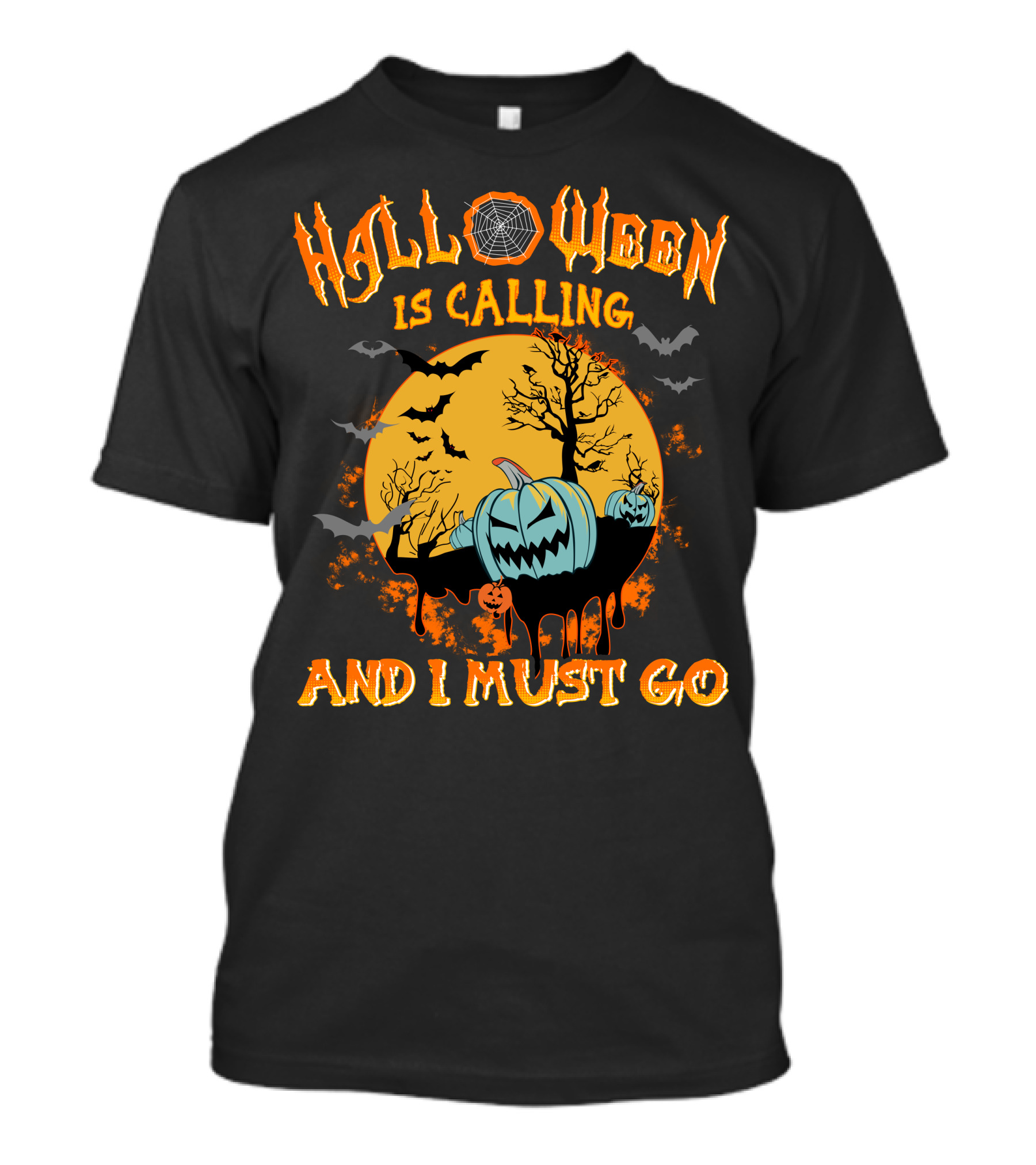 Halloween Is Calling And I Must Go Spooky Moon And Pumpkins Scene T-Shirt