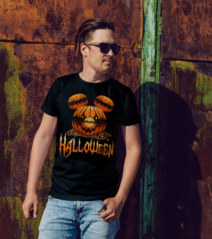 Halloween Pumpkin Mickey Ears T-Shirt