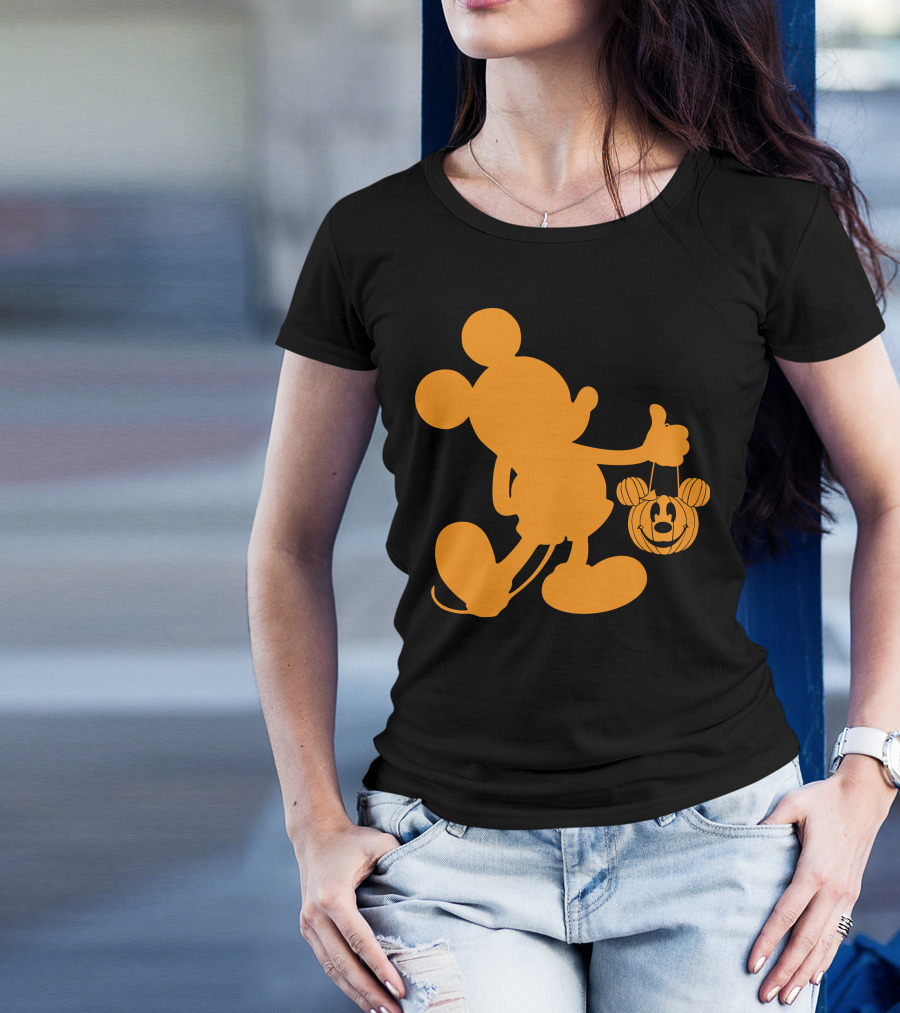 Mickey Mouse Halloween Pumpkin Silhouette T-Shirt