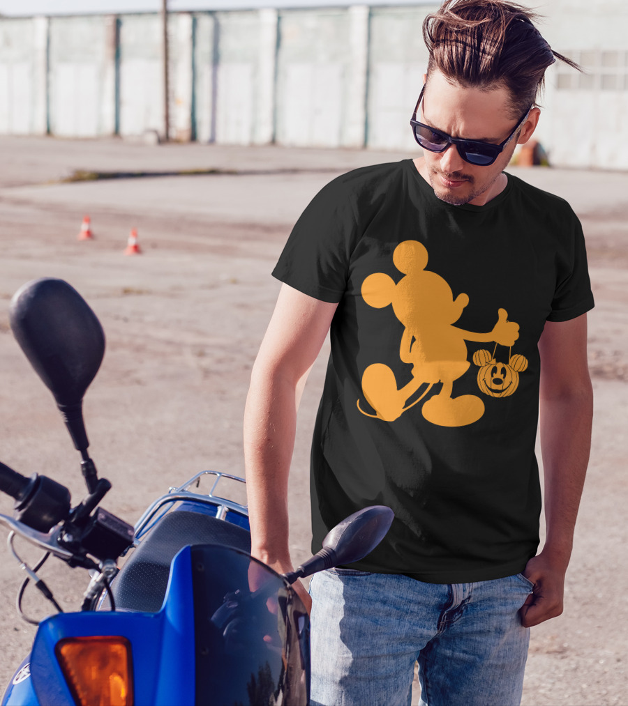 Mickey Mouse Halloween Pumpkin Silhouette T-Shirt