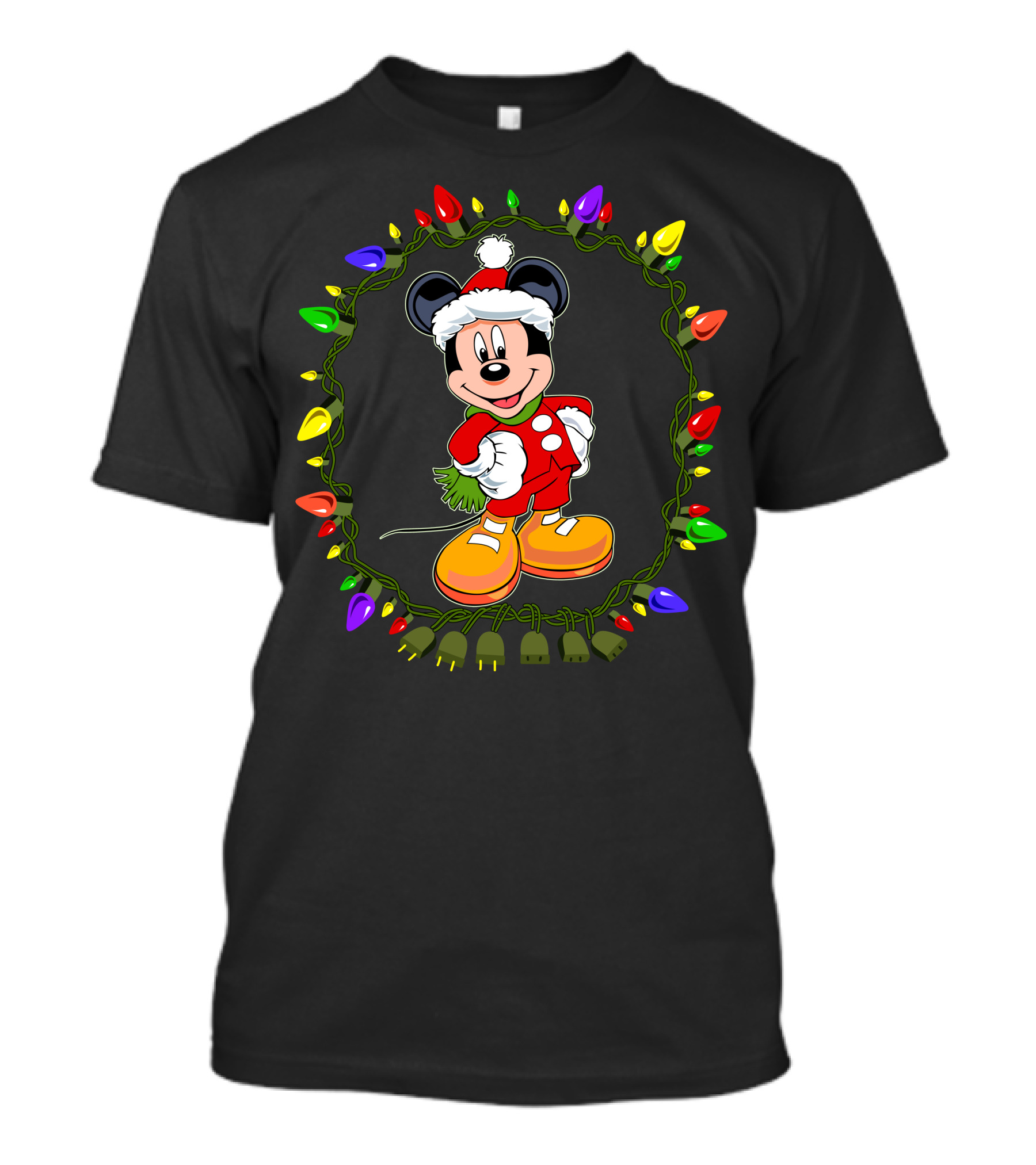 Merry Christmas 97 Mickey Mouse Lights And Santa Hat T-Shirt