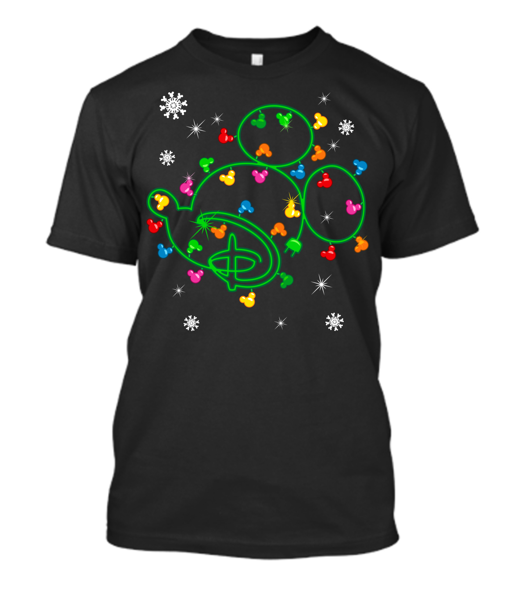 Merry Christmas 99 Lights Mickey Ears Snowflakes T-Shirt