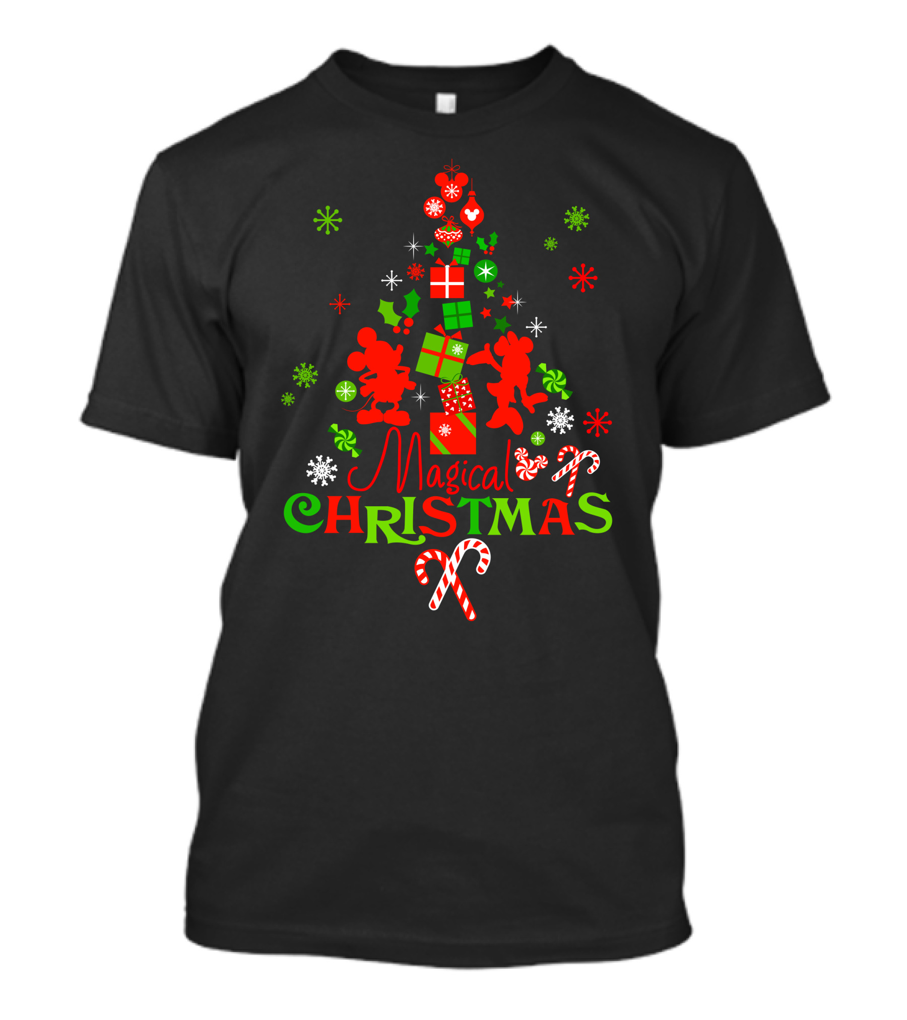 Magical Christmas Tree With Gifts And Candy Canes T-Shirt