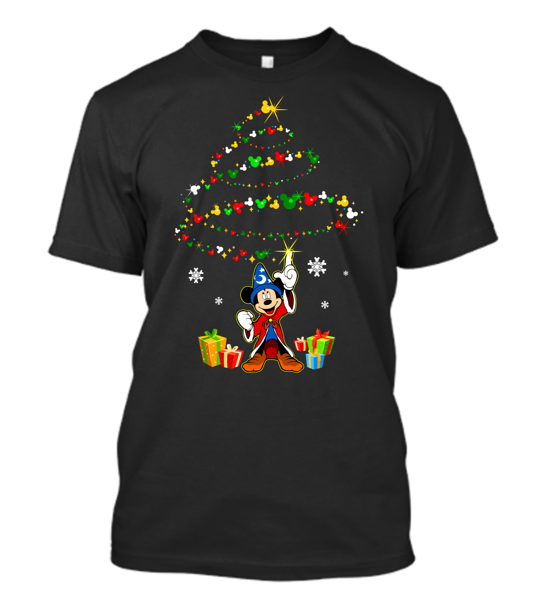 Sorcerer Mickey Mouse Christmas Tree Magic And Presents T-Shirt