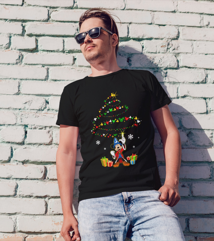 Sorcerer Mickey Mouse Christmas Tree Magic And Presents T-Shirt