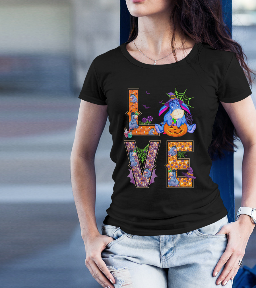 Eeyore Halloween Love Pumpkin Witch Hat Web T-Shirt