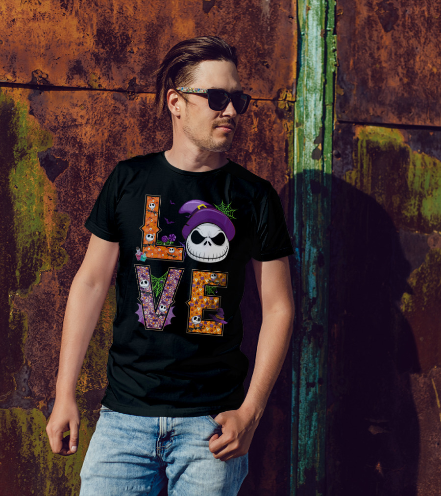 Jack Skellington Love Halloween Potion Hat Spider Webs T-Shirt