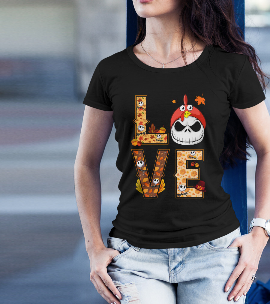 Love Jack Skellington Fall Pumpkin Thanksgiving T-Shirt