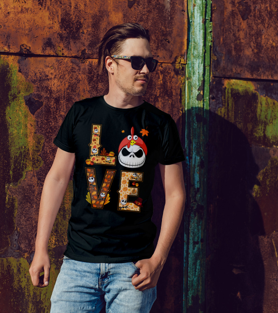 Love Jack Skellington Fall Pumpkin Thanksgiving T-Shirt