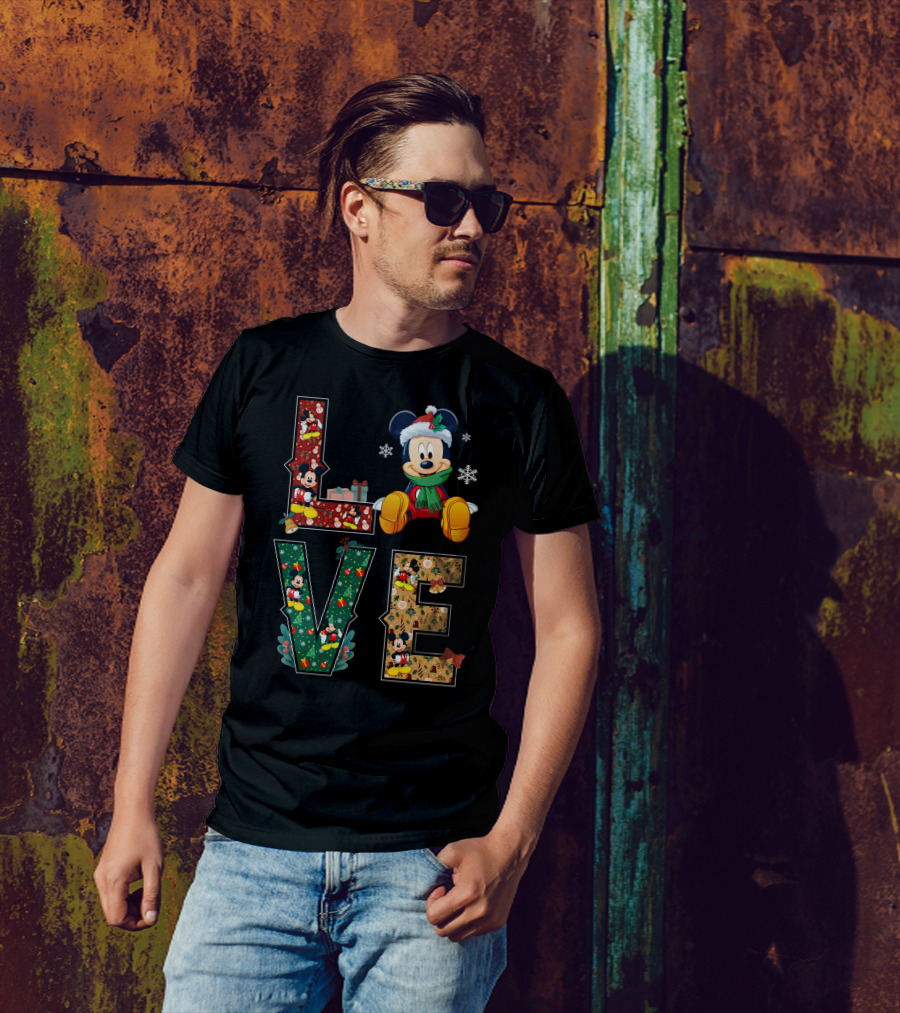 Mickey Mouse Christmas Love Holiday Festive Season T-Shirt