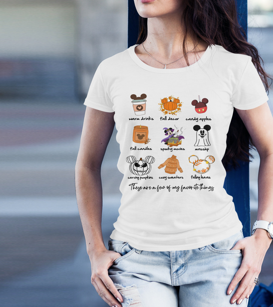 Warm Drinks Fall Decor Candy Apples Fall Candles Spooky Movies MNSSHP Carving Pumpkins Cozy Sweaters Falling Leaves Favorite Things T-Shirt