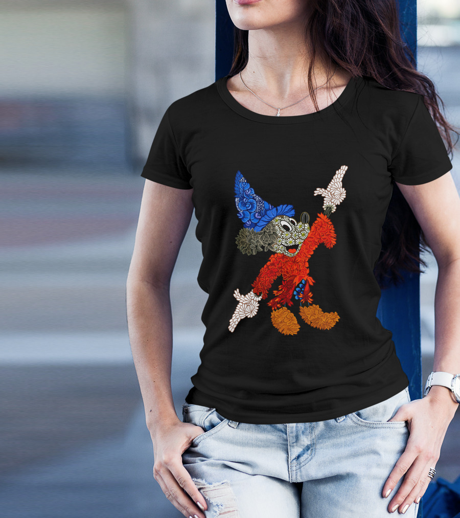 Sorcerer Mickey Floral Pattern Disney T-Shirt