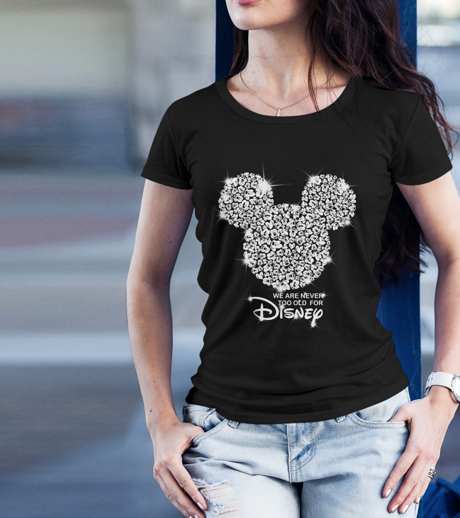 We Are Never Too Old For Disney Mickey Head Floral T-Shirt