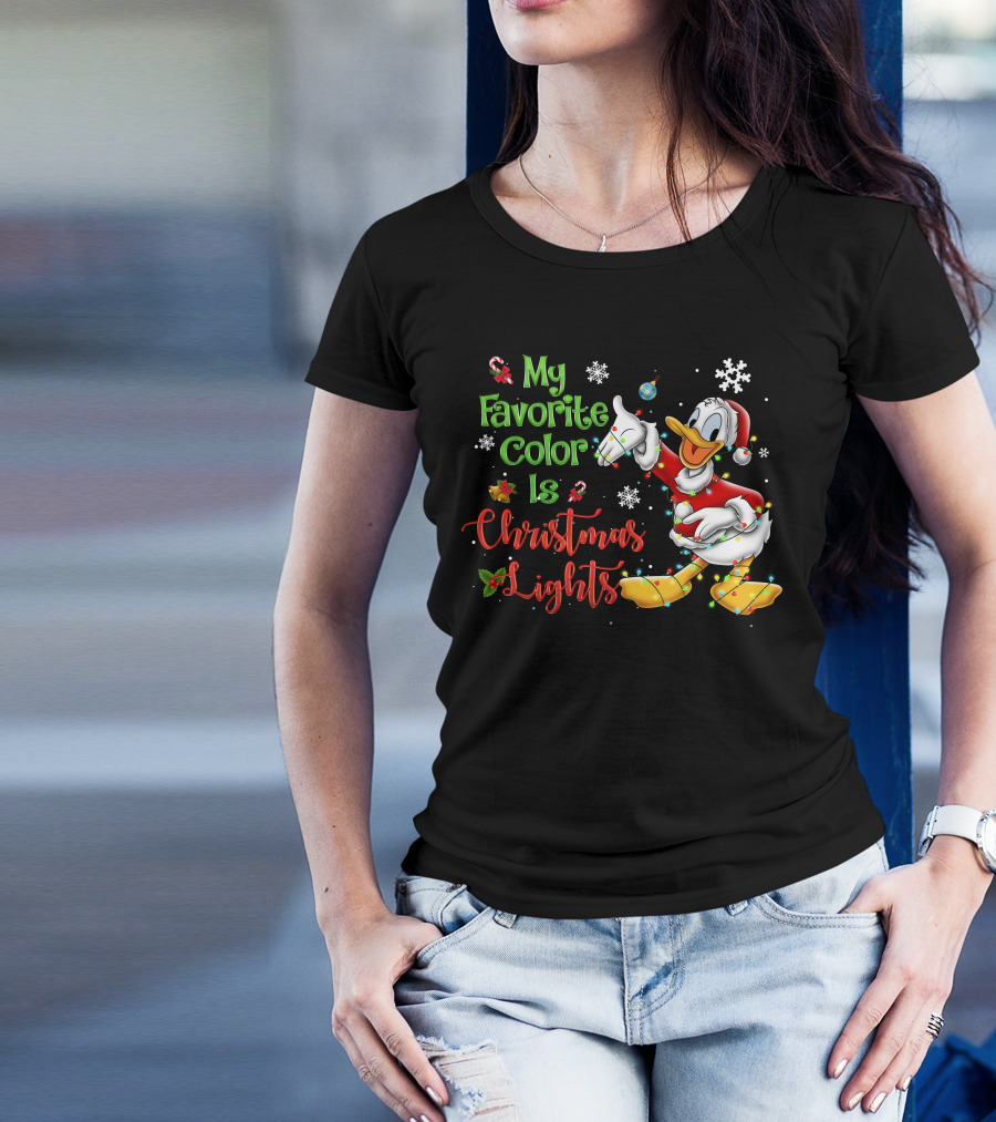 My Favorite Color Is Christmas Lights Donald Duck Snowflakes T-Shirt