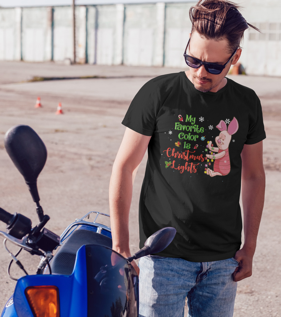 My Favorite Color Is Christmas Lights Piglet T-Shirt