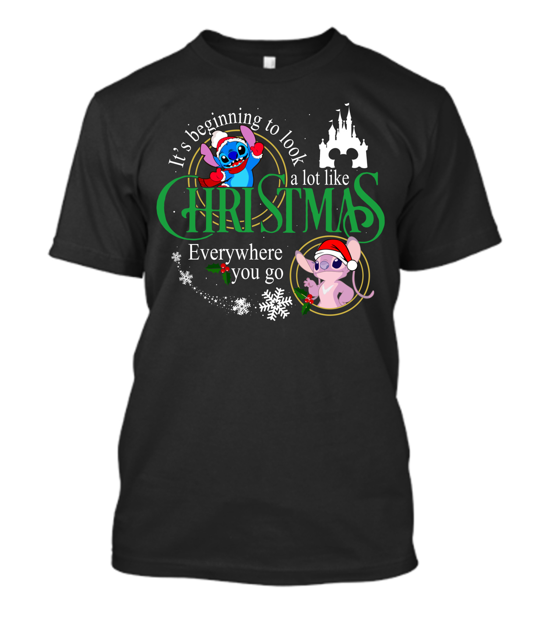 It's Beginning To Look A Lot Like Christmas Stitch & Angel Everywhere You Go T-Shirt