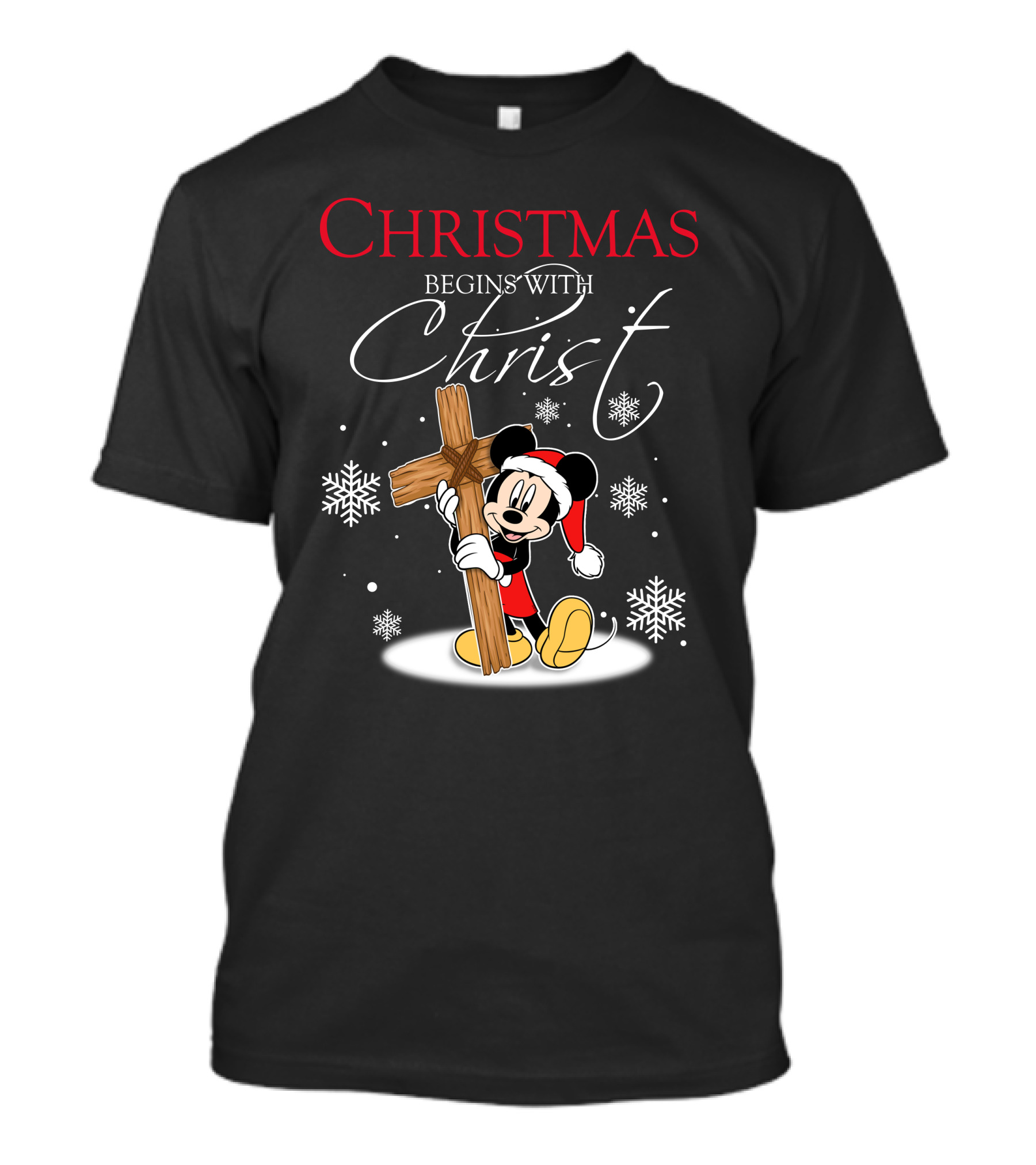 Christmas Begins With Christ Mickey Mouse Snowflakes T-Shirt
