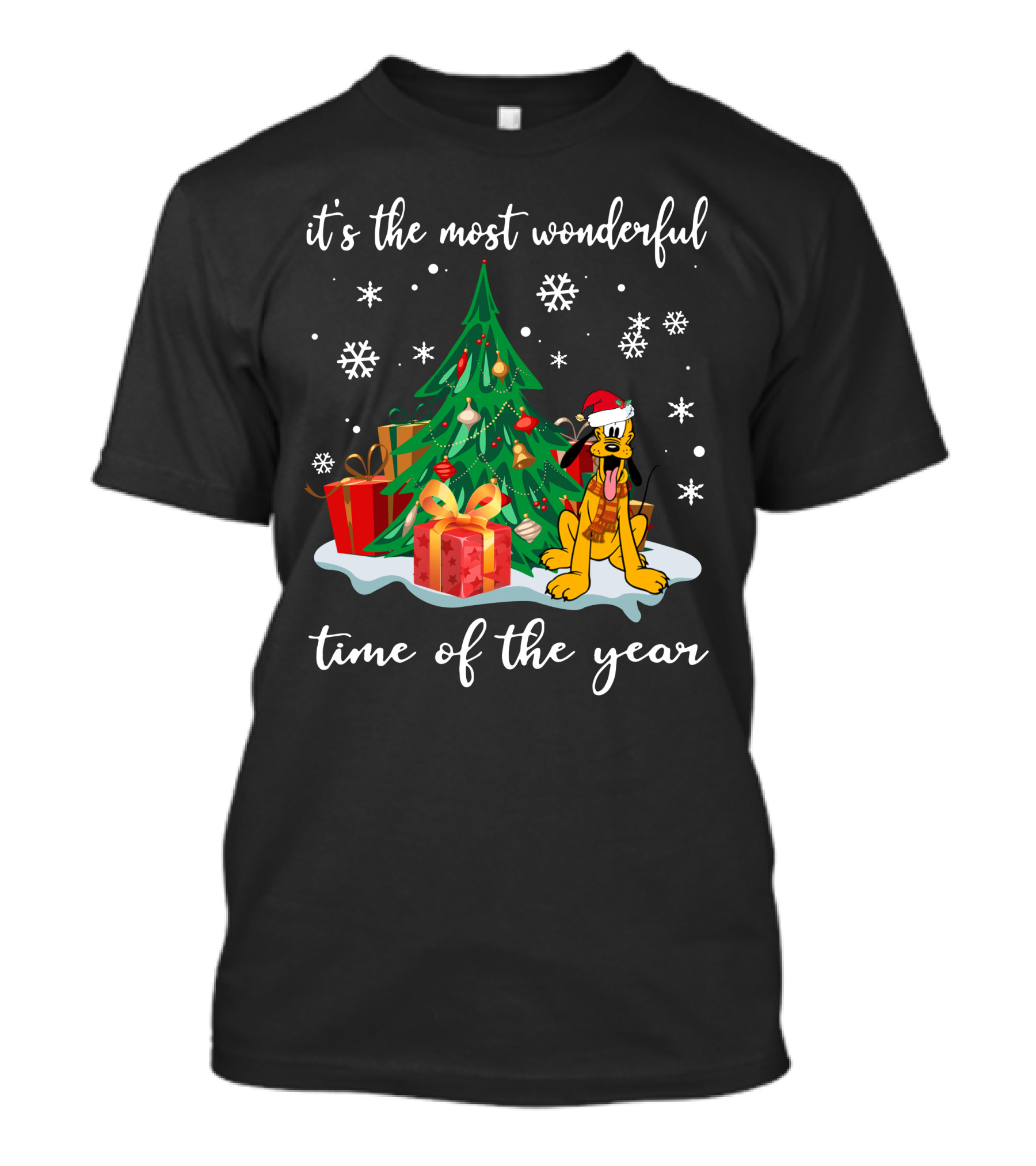 It's The Most Wonderful Time Of The Year Pluto Christmas Tree Snowflakes Gifts T-Shirt