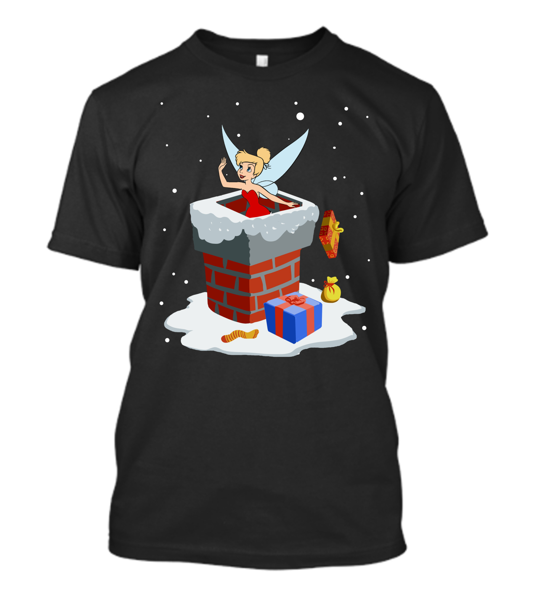 Tinker Bell Christmas Chimney Gifts Snowflakes T-Shirt