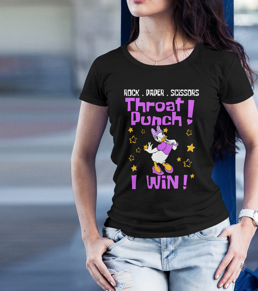 Rock Paper Scissors Throat Punch I Win Daisy Duck Stars T-Shirt