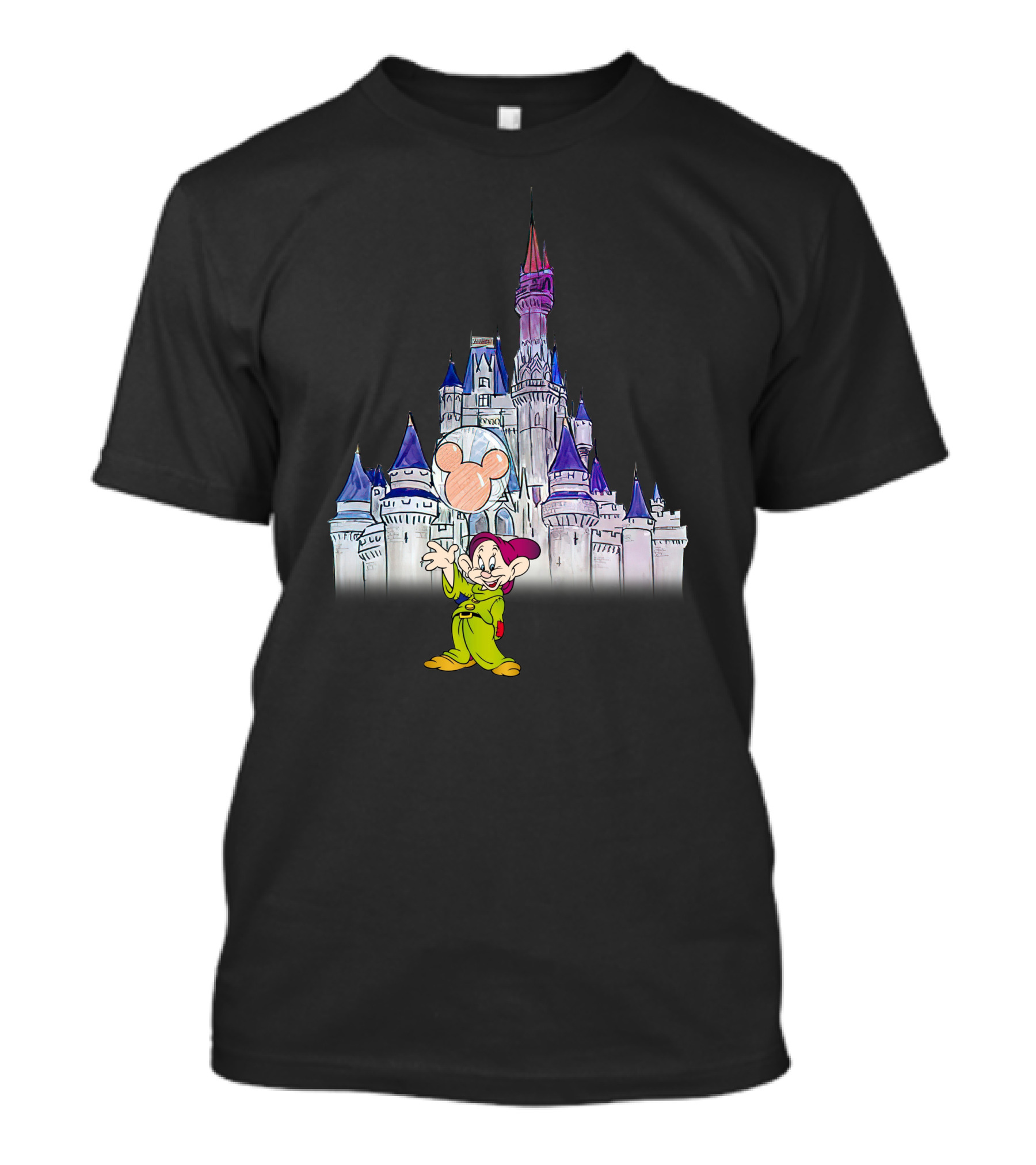 Dopey At Disney Castle With Mickey Balloon T-Shirt