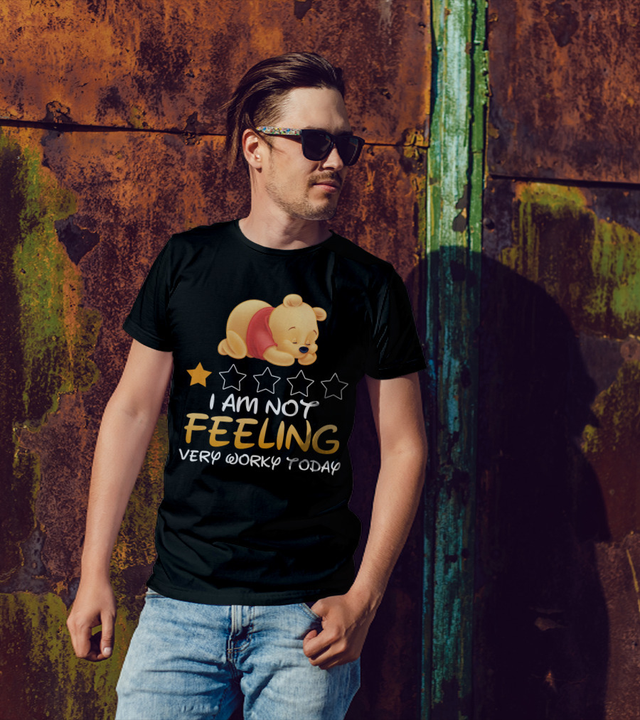 Pooh I Am Not Feeling Very Worky Today Sleeping Character Iconic Star T-Shirt