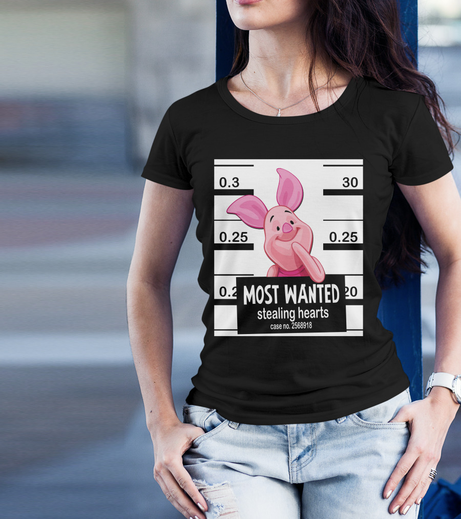 Most Wanted Piglet Stealing Hearts Mugshot Case No. 2568918 T-Shirt