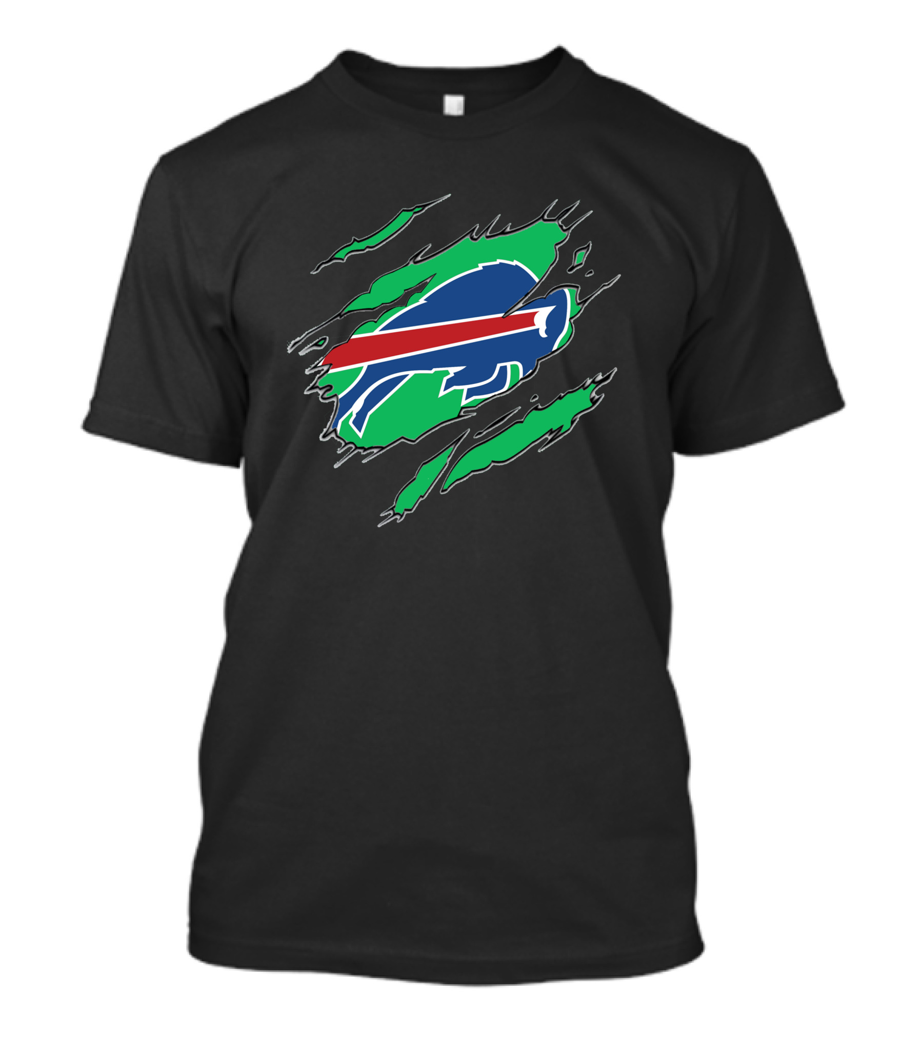 Buffalo Bills Logo With Green Claw Marks T-Shirt